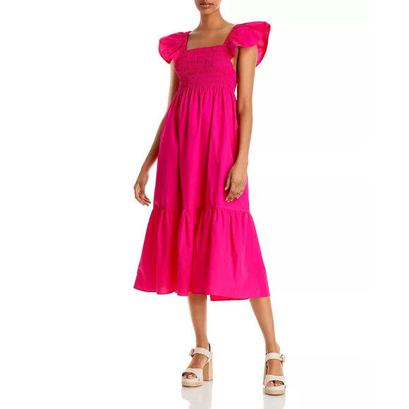 Aqua Smocked MIDI Dress - Picture 1 of 6